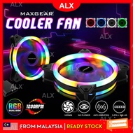 ALX Malaysia MAXGEAR Cooler Fan 1200RPM Dual Side LED Cooler Fan 12cm RGB Cooler Fan CPU Cooler Fan 