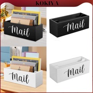 [kokiya] Countertop Mail Holder, Rustic Wood Mail Organizer, Mail Tray, Envelope Holder,