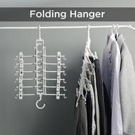6in1 Folding Hanger for Pants Adjustable Clips Rack Space Saver Wardrobe Organizer