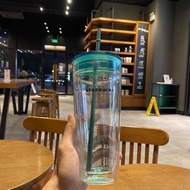 Starbucks 20oz Classic Glass Straw Cup Transparent Double Cup with Lid