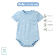 Bộ liền thân bodychip cúc bấm vai xanh cá heo cho bé Boube vải sợi tre Bamboo mềm mịn - Size 0-9M