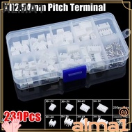 ALMA 230Pcs Pin Connector, 2p 3p 4p 5pin Housing Kit 2.54mm Pitch Terminal,  4 Value XH2.54 Male And
