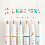2 Lines Pen Color Pen Double Lines (6 Pcs Set / Single Pcs) (0.5mm)