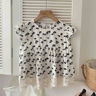 ((104) Fei 2025 Spring Summer Perfume Nana 10451 Small Flying Sleeve Lace Top 90-140