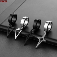 YUEXI Cross Clip Earring Geometric Punk Triangle Fake Piercing Stainless Steel Female Non-Piercing E
