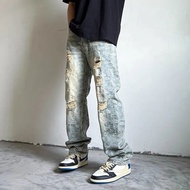 levis 501 original jeans  men's jeansAmerican-style ripped jeans men and women washed old retro cashew flower high stre