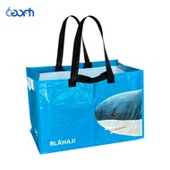 IKEA Large Tote Bag Blue Shark Design Shopping 71 Liters