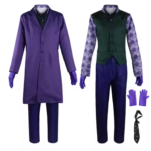 The Dark Knight Joker Costumes Purple Jacket Uniform for Adult Christmas Party Joker Clown Cosplay H