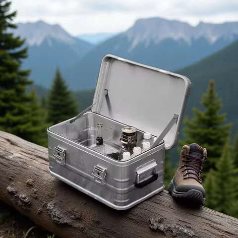 MOUNTAINHIKER Outdoor Storage Box Camping Picnic Travel Aluminum Alloy Large Capacity Box Silver Sto