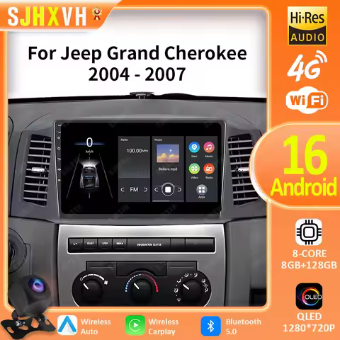 For JEEP Grand Cherokee WK 2004 2005 2006 2007 Android 16 Carplay Auto Multimedia Car Radio Navigati