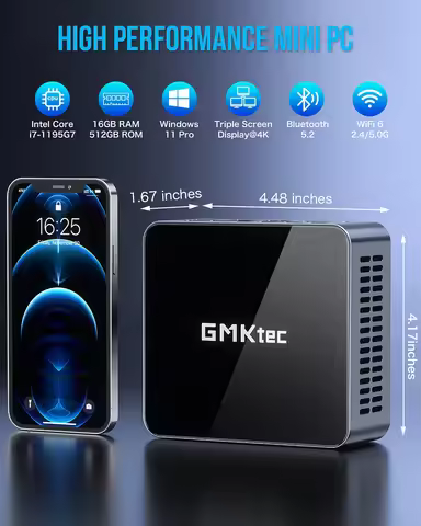 GMKtec NucBox M2 Pro Mini PC 11th Gen Core i7 1195G7 Windows 11 Pro DDR4 NVEM SSD WIFI6 BT5.2