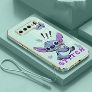 Samsung Galaxy S10+ Plus S9 S8+ Plus Note 10+Plus 9 8 Feared Stitch Casing Soft Phone Case Monster Cartoon Square Edges Plating Cover