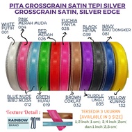 [1/ 2 INCH] Grossgrain Ribbon Silver Trimsatin Size 1/2 inch by RAINBOW