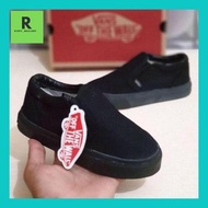 RIZK** PREMIUM SEPATU VANS SLIP-ON HITAM / SEPATU SEKOLAH ANAK LAKI LAKI PEREMPUAN / SEPATU SNEAKERS