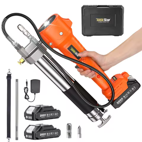 Taskstar 10000PSI 2-in-1 Electric Grease Gun 39.4"Hose Automatic Cordless Grease Gun for Farm Worksh