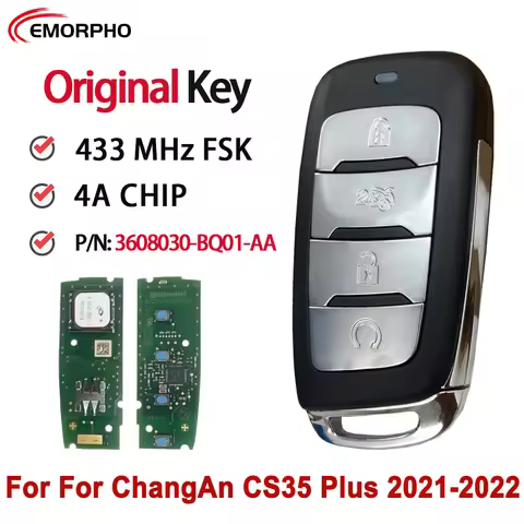 EMORPHO Original Smart Remote Key P/N:3608030-BQ01-AA For ChangAn CS35 Plus CS85/95 2021 2022 4A Chi