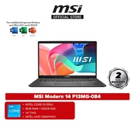 MSI Modern 14 F13MG-084 Laptop (i3-1315U 4.50GHz,8GB D4,512GB SSD,Intel UHD,14" FHD,W11,HS21) - Plat