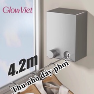 【SUPER DURABLE】4.2m 304 Stainless Steel Retractable Clothesline - Bathroom/Balcony Hanging, Anti-Rus