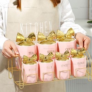Ceramic Spice Jar Holder Set of 7 Heads Aesthetic Ribbon Spice Jar Set 7Pcs Beautiful Model Ceramic 