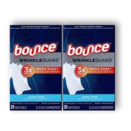 Bounce Wrinkle Guard Dryer Sheets - Outdoor Fresh - Mega Sheet - 20 Count Sheets Per Box - Pack of 2