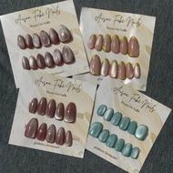 Cat Eye Fake Nail Gel Polish Viral Gopekceng | Kuku Palsu Warna | Kuku Palsu Aesthetic Murah | Nail 