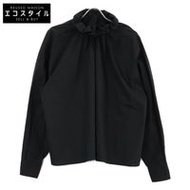 MM6 S32DL0261 20AW เสื้อเบลาส์สีดำจีบย่น ไซส์ S