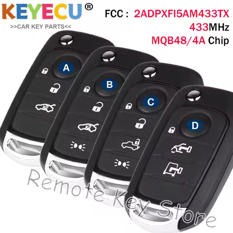 KEYECU 2ADPXFI5AM433TX MQB48/4A Chip 433MHz SIP22 Flip Car Remote Control Key For Fiat 500X Egea Tip