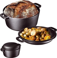 26 cm 5L หม้อ เหล็ก หล่อ กระทะ หม้อแกง กระทะเตาไฟฟ้า cooking pot 2in1 Dutch Oven Pot with Lid  สามาร