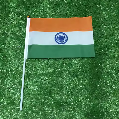 India hand flag 14x21cm polyester double side penetration India Indian hand waving Flag with plastic