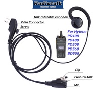 For Hytera PD408 PD488 PD508 PD568 BD558  C-Style Earpiece with In-line PTT and Microphone (Black)