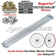 Bicycle Spokes Size 28 Pedicab or Cart or Racing 27 (12G / 13G / 14G) 30.5cm Onthel Superior | High 