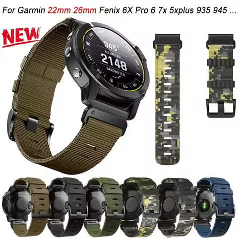 26 22mm Strap for Garmin Fenix 6X 6 7X 7 5X 5 EPIX Easyfit Nylon Wristband Fenix 3 3HR Tactix7 Quick