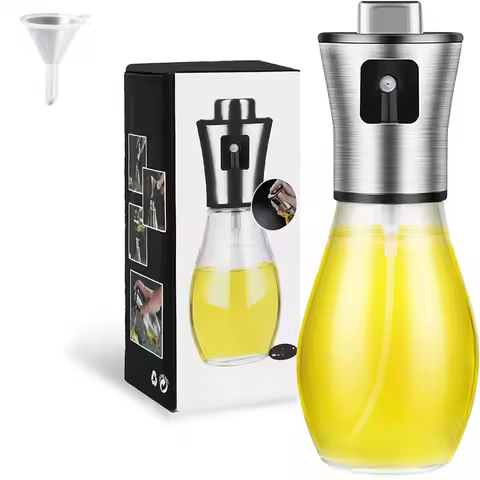 Olive Oil Sprayer for Cooking,200ml glass Olive oil sprayer, Vegetable Oil sprayer with funnel ,Oil 