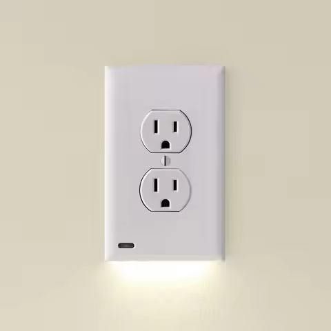 Replaces Plug-In Night Light - Electrical Receptacle Wall Plate With LED Night Lights Auto OnOff Sen