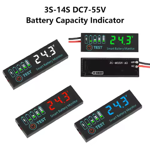 3S-14S Battery Capacity Indicator 18650 Lithium Acid Battery Capacity Voltage Meter Module DC7-55V B