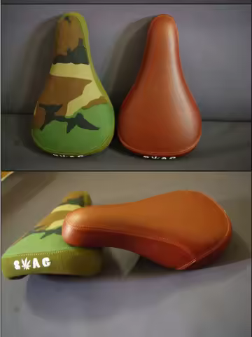 BMX Bike Leather Saddle, Camouflage, Brown, BMX Accessories
