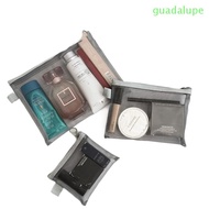 GUADALUPE Mesh Cosmetic Bag, Large Capacity Square Bag Makeup Bag, Casual Zipper Bag Pencil Cases Transparent Storage Toiletry Bag Outdoor