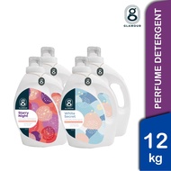 Glamour Perfume Laundry Detergent + Antibacterial Softerner 3kg x 4 Bottles Sabun Baju Sabun Basuh D