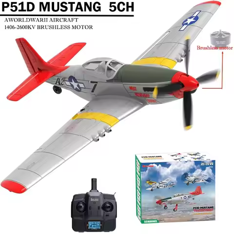 New P51D Mustang Remote Control Aircraft 2.4G One Click Aerobatic Flight 4CH Glider RTF Equipped wit