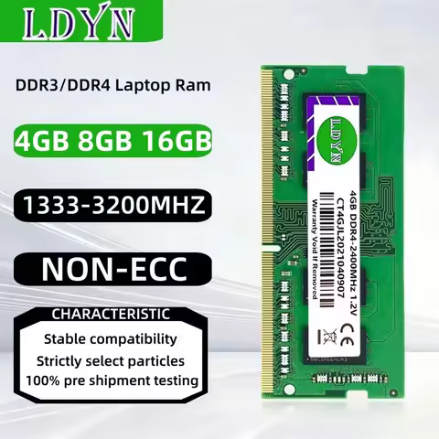 LDYN Laptop DDR3 DDR4 RAM 4GB 8GB 16GB PC3-1333 1600MHZ PC4-25600 21300 19200 17000 Memory 1.2V 260
