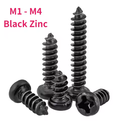 M1 M1.2 M1.4 M1.5 M1.7 M1.8 M2 M2.3 M2.6 M2.8 M3 M3.5 M4 Black Zinc Round Head Self-tapping Screws
