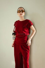 พร้อมส่ง Set เสื้อแขนกุดเว้าหลังส่วนล่าง+กก.ขายาว งานป้าย vshopbrand