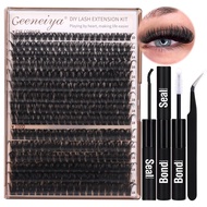 Geeneiya Volume Lash Clusters Kit DIY Lash Extension Kit D Eyelash Extensions with Lash Bond and Sea