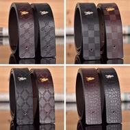 tali pinggang lelaki plus size tali pinggang lelaki kulit original Headless Belt Men's Cowhide Plaid