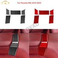 Carbon Fiber Rear Armrest Panel Sticker Trim For Porsche 992 2019-2023 Interior Accessories