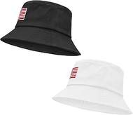 Unisex Athletic Bucket Hat Solid Colors Sun Hat with UV Protection for Outdoor Sports Packable Summer Hats Black&amp;White American Flag One Size