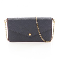 【二手】LOUIS VUITTONPochette Felicie 單肩包 M64099 海軍藍紅皮 Pochette Felicie 女士二手 A