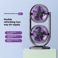 TAIDU พัดลมเดสก์ท็อปไฟฟ้าหัวสองหัวพัดลมชาร์จไฟได้พัดลมยูเอสบีลมสูงกลางแจ้งการหมุนเวียนของอากาศพัดลมไ