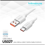 Mindpure US027 Usb Cable Type C 6A 100W Data Cable Super Charger 0.25m 0.25 m 25cm 25 centimeter