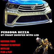 B1643 (FIBER) PERODUA BEZZA FRONT BUMPER WITH DAYLIGHT LED (GT) (FIBER) SKIRT LIP BODYKIT